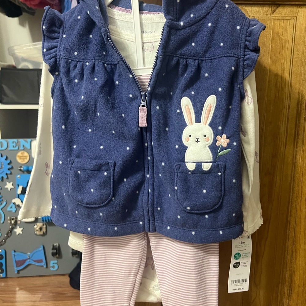Carter's Blue and White Bunny Matching Set